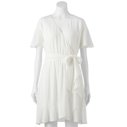 Petite Ruffle Faux-Wrap Dress ...