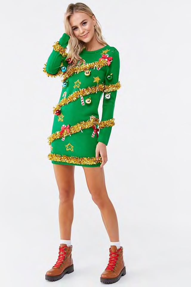 Christmas Tree Sweater Dress