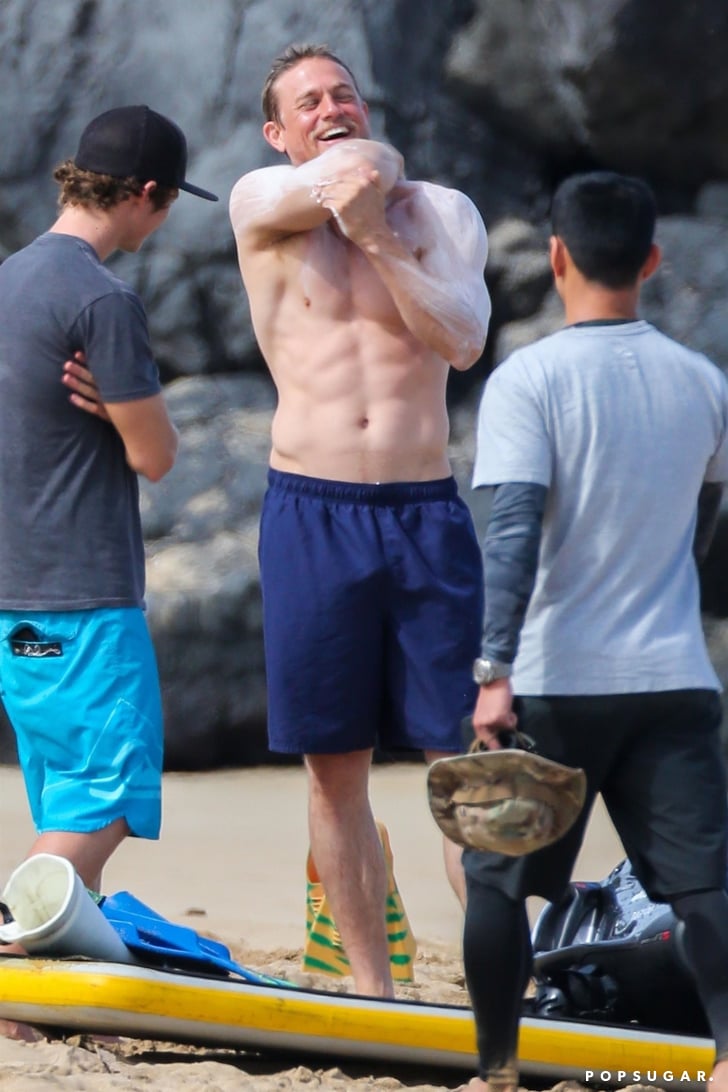 Charlie Hunnam Shirtless On The Beach In Hawaii March POPSUGAR Celebrity Photo