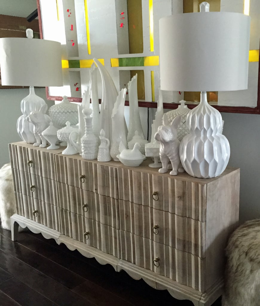 David styled his Madison Chest ($499) with a number of white objects on top.
