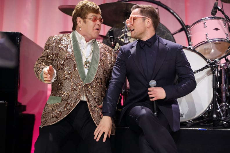 WEST HOLLYWOOD, CA - FEBRUARY 24:  Sir Elton John and Taron Egerton perform onstage during the 27th annual Elton John AIDS Foundation Academy Awards Viewing Party sponsored by IMDb and Neuro Drinks celebrating EJAF and the 91st Academy Awards on February 