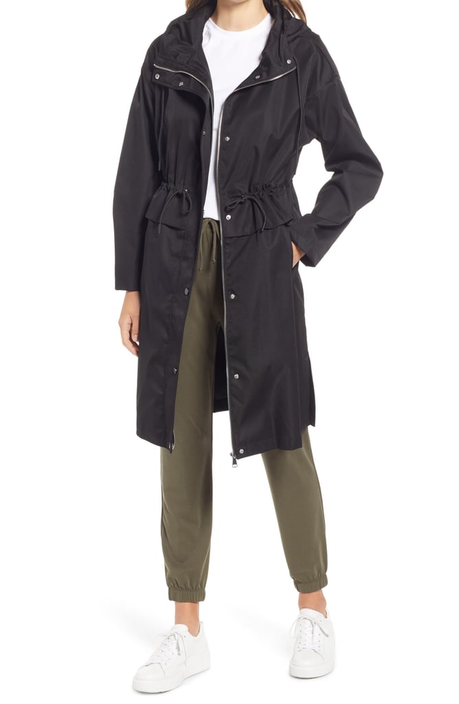 Nordstrom Women's Cinch Waist Hooded Raincoat