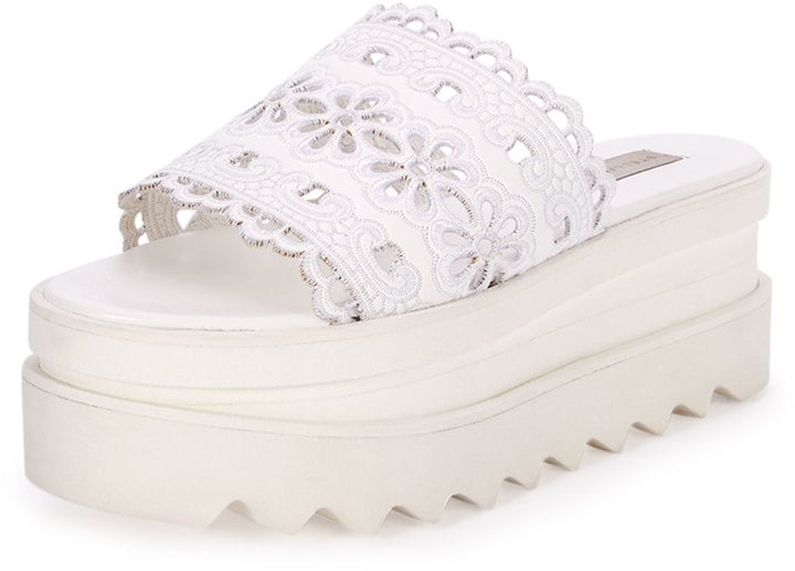Stella McCartney One-Band Eyelet Platform Sandal, White ($660)