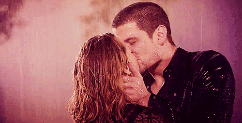 Every time they kiss in the rain.