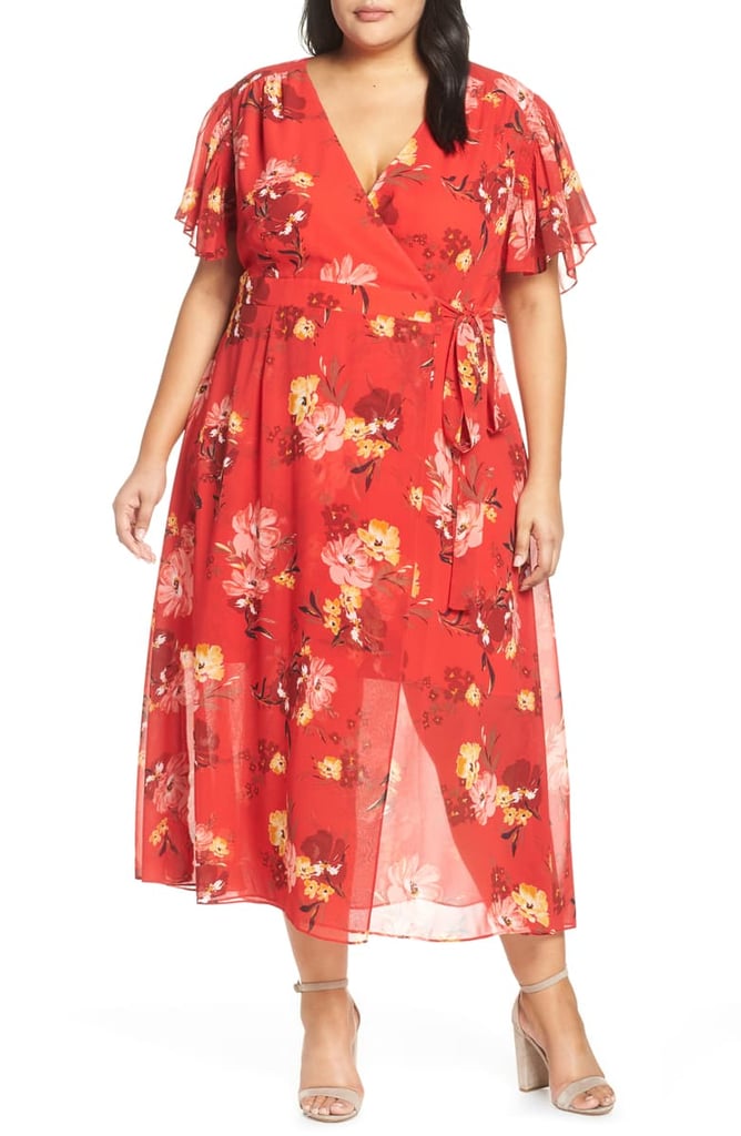 Vince Camuto Smocking & Ruffles Chiffon Maxi Dress