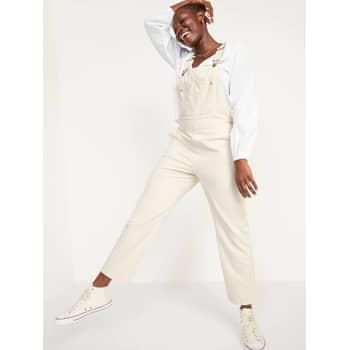 White outlet corduroy overalls
