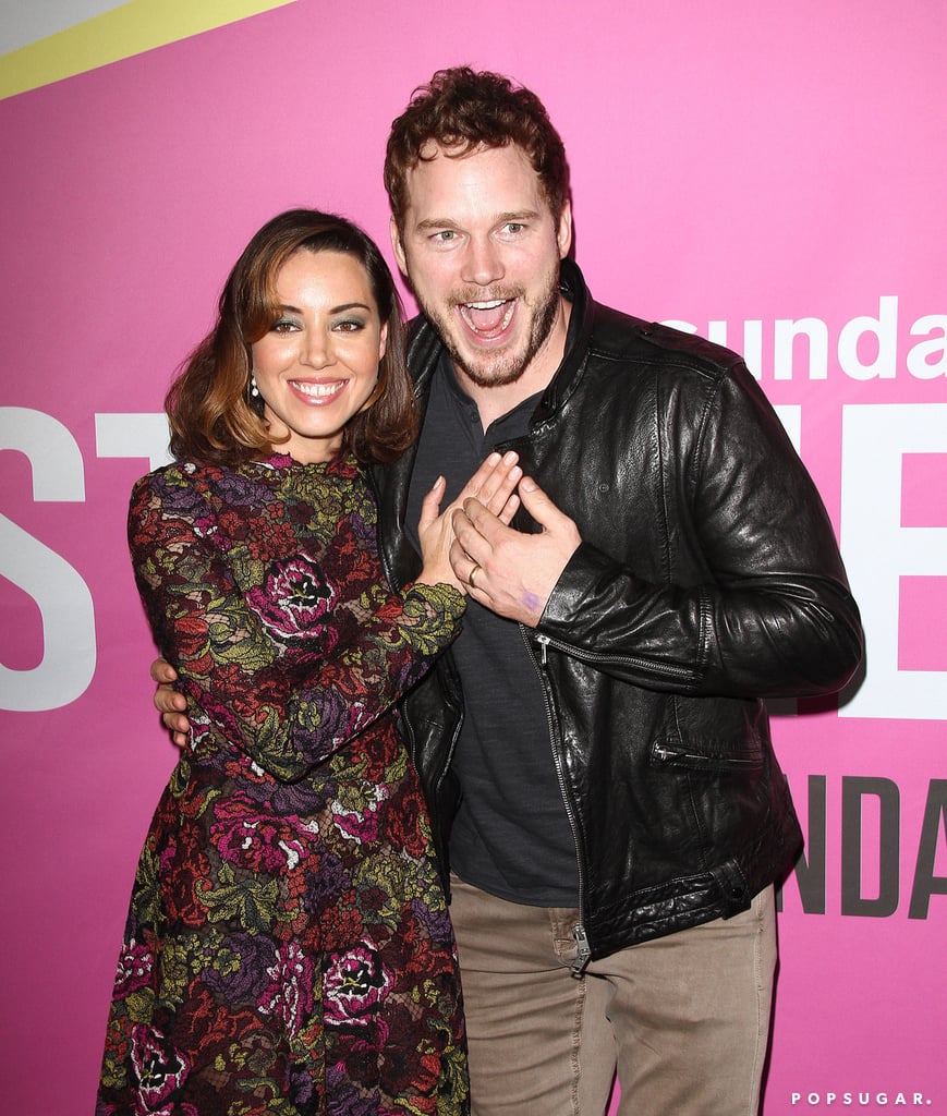 Chris Pratt got silly and sweet with his Parks and Recreation costar Aubrey Plaza at the Life After Beth premiere in LA on Friday.