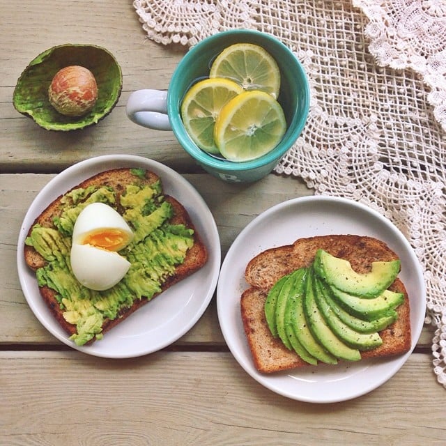 Avocado toast is not just a breakfast item! Adding an egg to the simple recipe is an easy way to up the protein content in your midday meal.
Source: Instagram user rosieee93