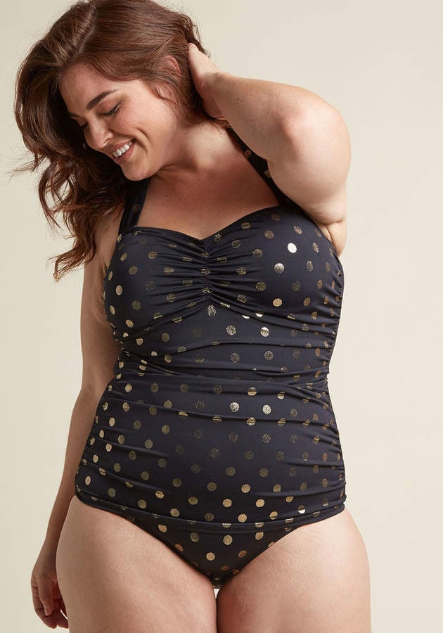 Esther Williams Beach One-Piece Swimsuit Gold Dot