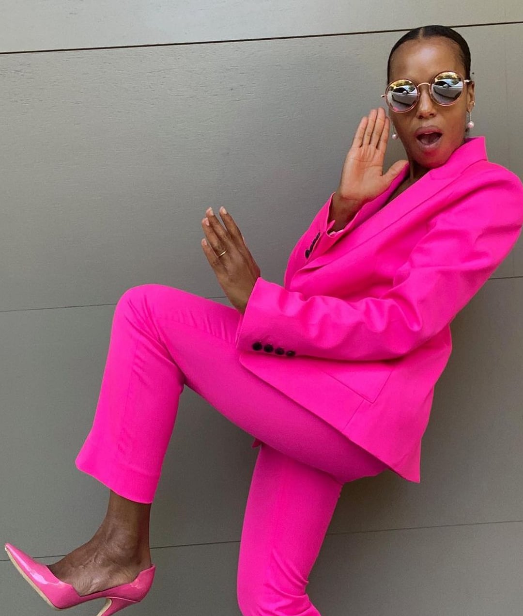 Celebrities in Argent x Supermajority Pink Suit on Instagram