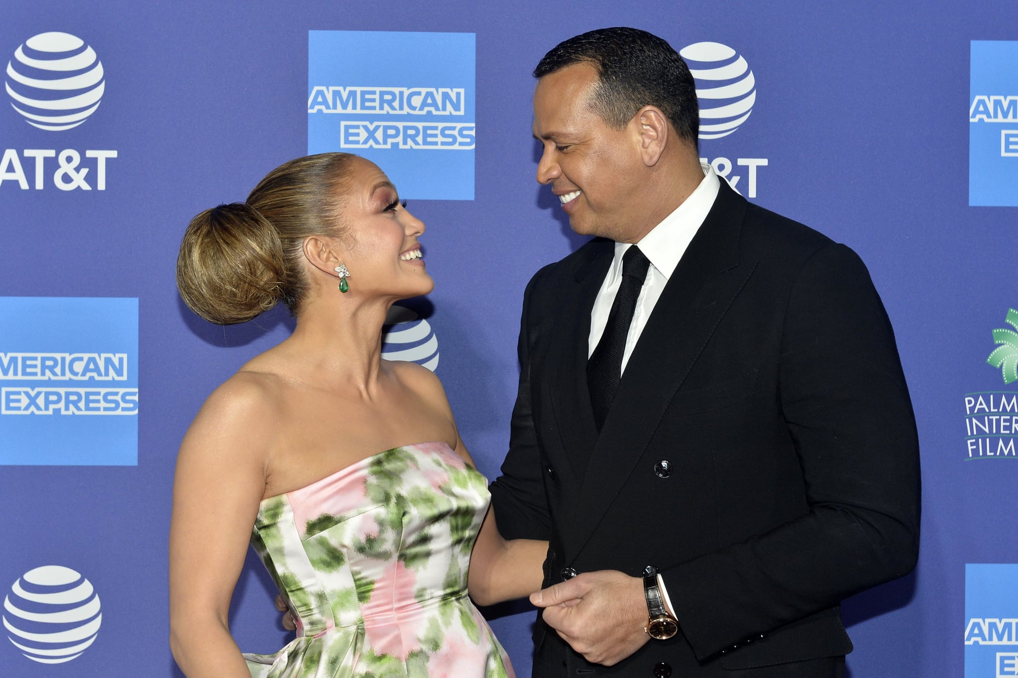 PALM SPRINGS, CALIFORNIA - JANUARY 02: Jennifer Lopez and Alex Rodriguez arrive at the 2020 Annual Palm Springs International Film Festival Film Awards Gala on January 02, 2020 in Palm Springs, California. (Photo by Jerod Harris/FilmMagic)