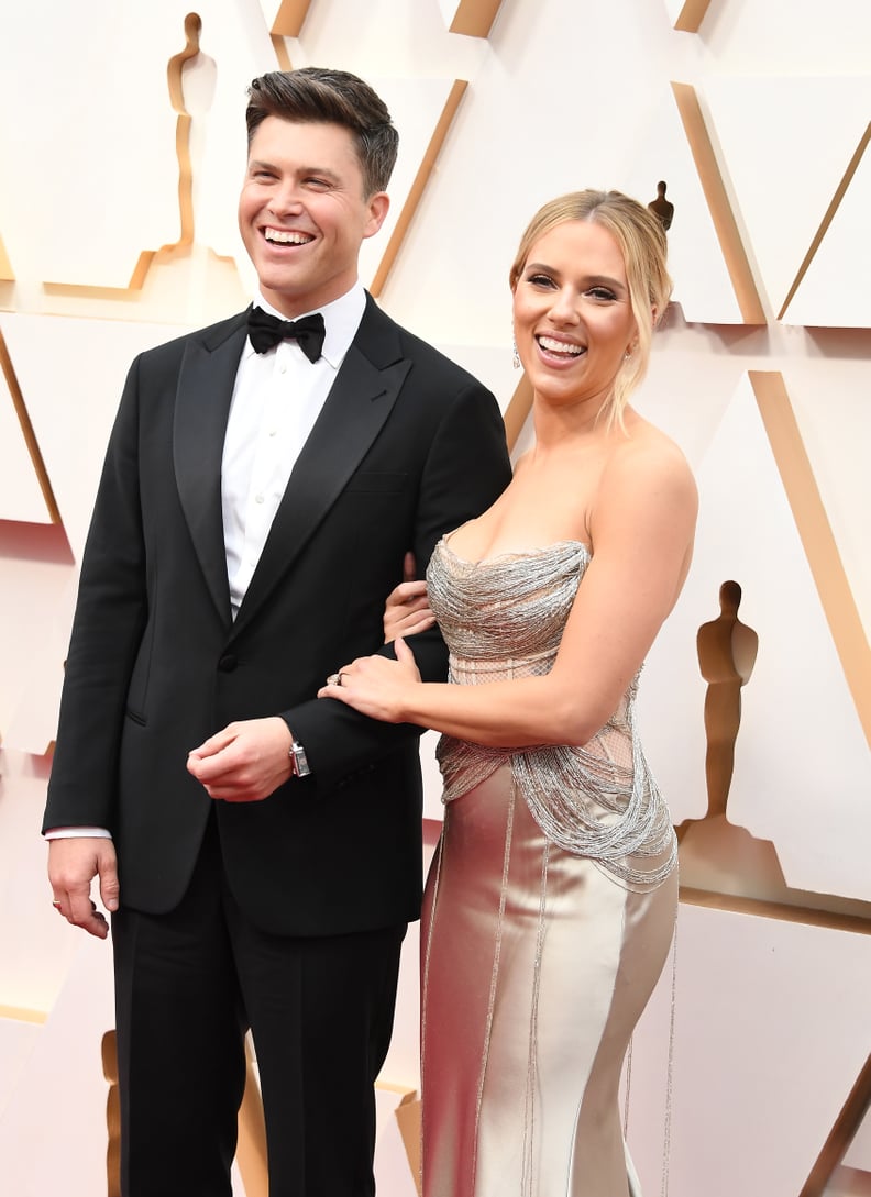 HOLLYWOOD, CALIFORNIA - FEBRUARY 09: Colin Jost and Scarlett Johansson arrives at the 92nd Annual Academy Awards at Hollywood and Highland on February 09, 2020 in Hollywood, California. (Photo by Steve Granitz/WireImage)