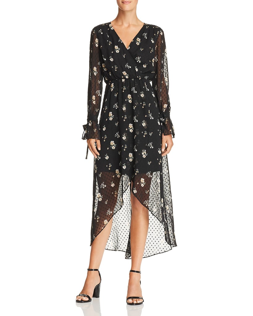 AQUA Floral Faux-Wrap Dress