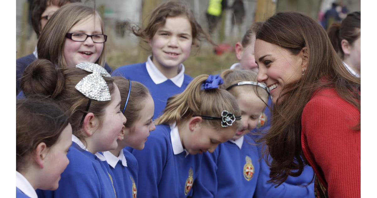 She laughed with a group of schoolchildren at the Dumfries House in ...
