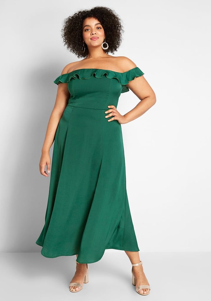 ModCloth Ruffled and Radiant Off-the-Shoulder Dress
