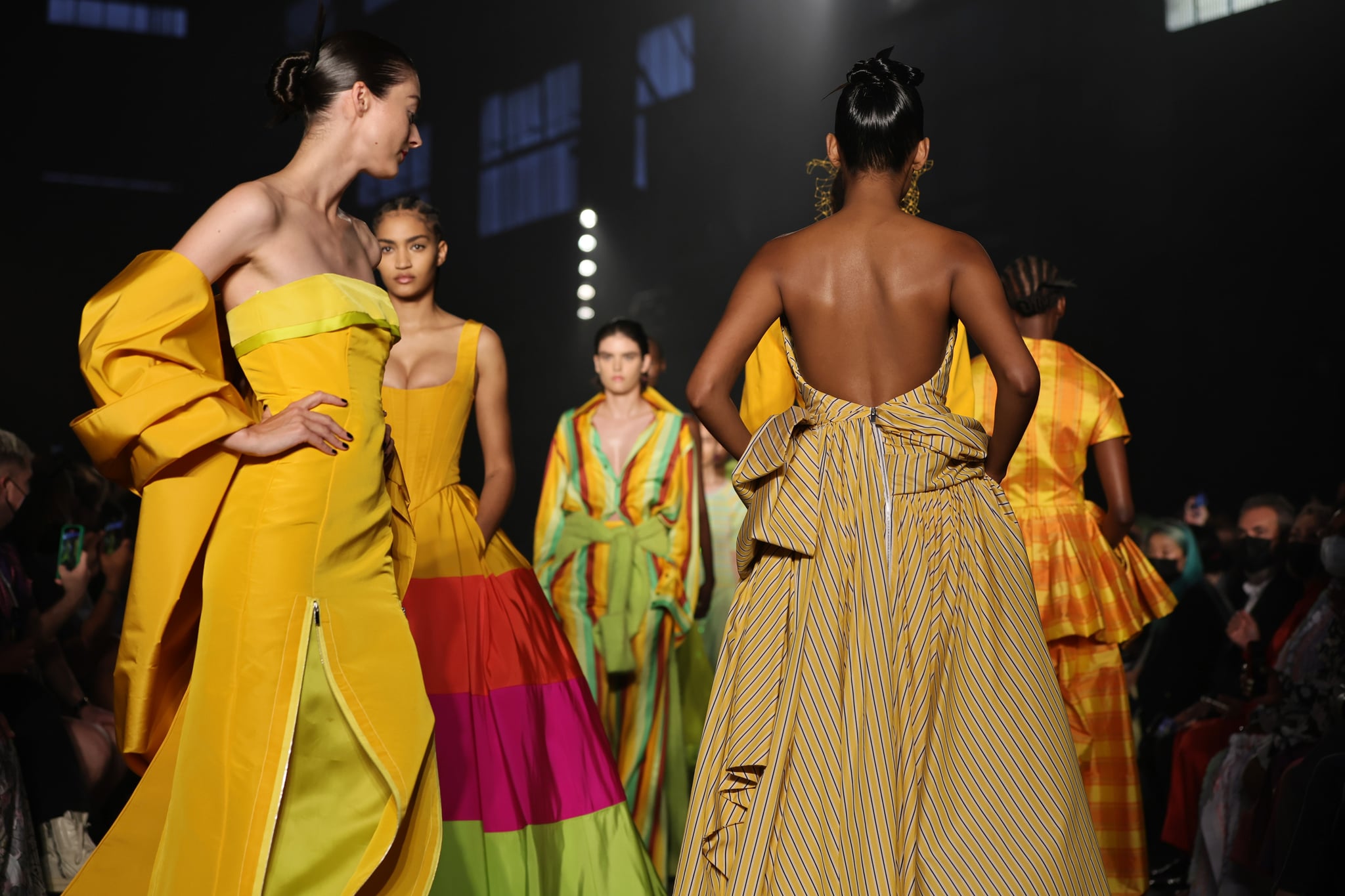 BROOKLYN, NEW YORK - JUNE 07: Models walk the runway for the Christopher John Rogers Collection 010 runway show at Brooklyn Navy Yard on June 07, 2022 in Brooklyn, New York. (Photo by Theo Wargo/Getty Images)