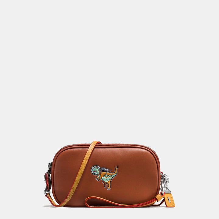 Coach Crossbody Clutch in Glovetanned Leather With Embossed Space Rexy