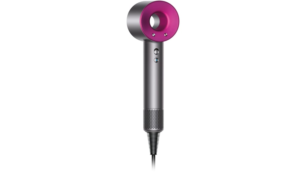 "Super lightweight, quiet, chic, and with a powerful engine. This is the ultimate luxe blow-dryer. It's so small and easy to travel with and dries the hair so much faster than the traditional blow-dryer."  
Dyson Supersonic Blowdryer  ($399)