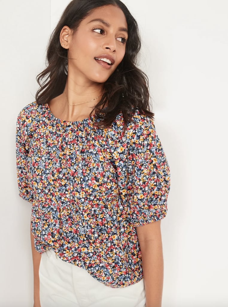 Old Navy Floral-Print Puff-Sleeve Babydoll Top