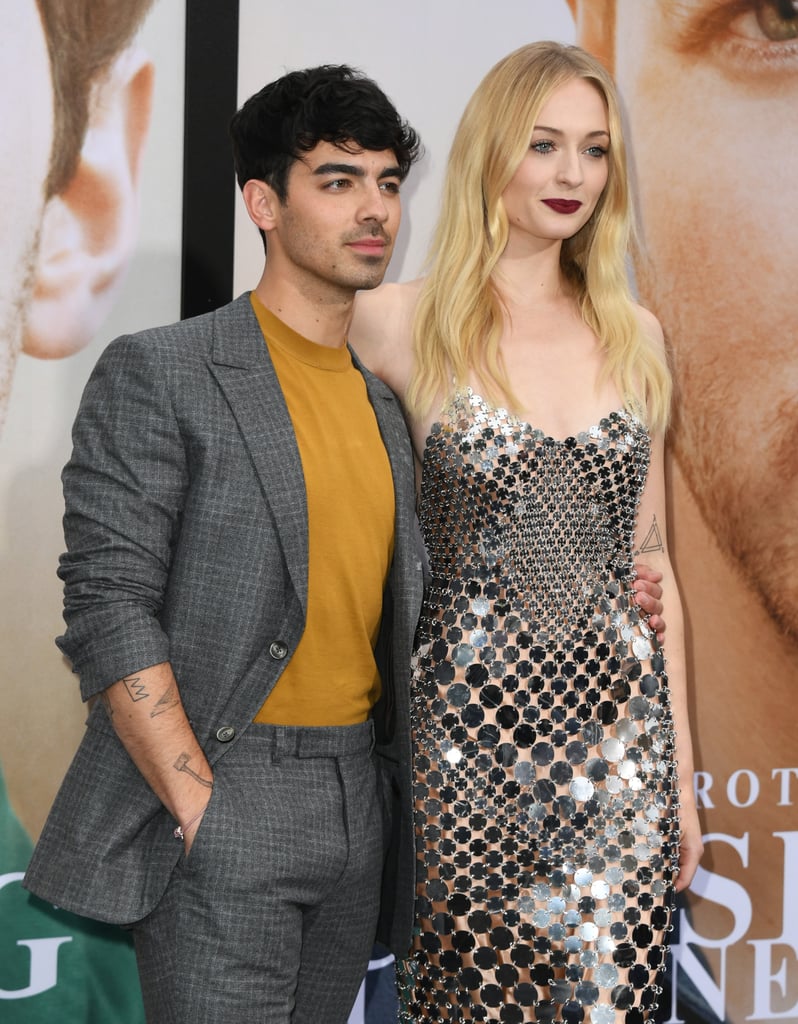 Sophie Turner Silver Chainmail Dress With Joe Jonas