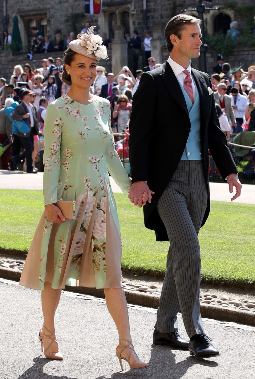 Pippa Middleton and James Matthews arrive for the wedding ceremony of Britain's Prince Harry, Duke of Sussex and US actress Meghan Markle at St George's Chapel, Windsor Castle, in Windsor, on May 19, 2018. (Photo by Chris Radburn / POOL / AFP)        (Pho