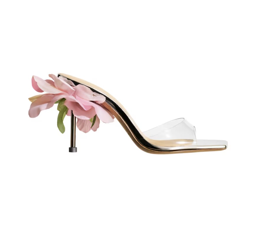 Magda Butrym X H&M Transparent-Strap Mules with Rose Appliqué