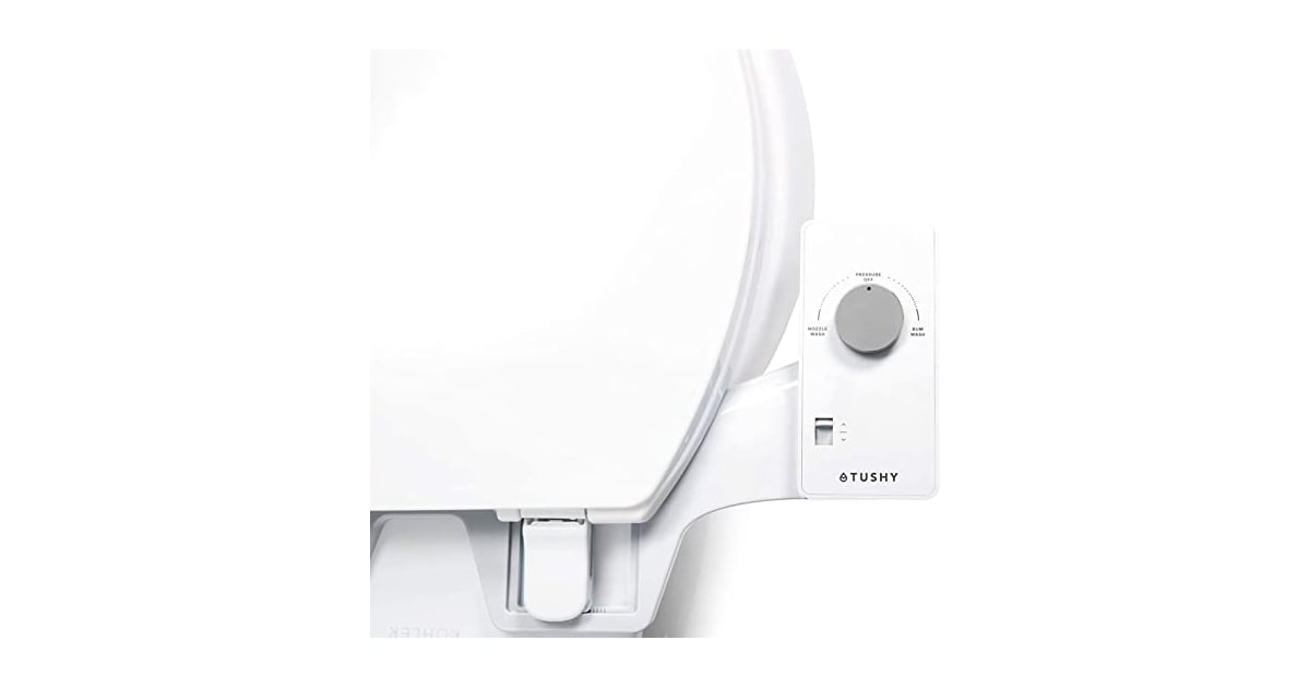 Tushy Classic Bidet ToiletSeat Attachment (White/Silver Knob) Tushy Bidet Toilet Seat