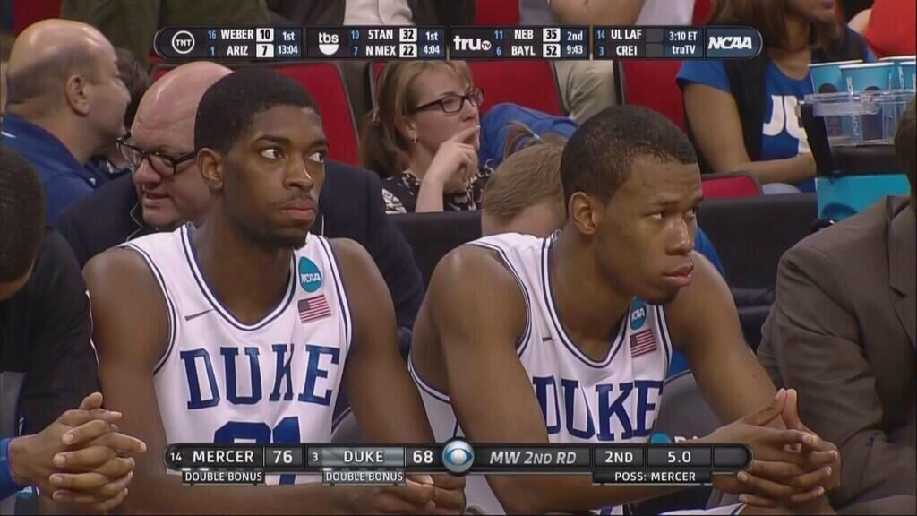 Meanwhile, the Duke bench looked something like this.