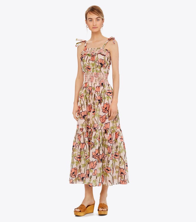 tory burch printed cotton maxi dress