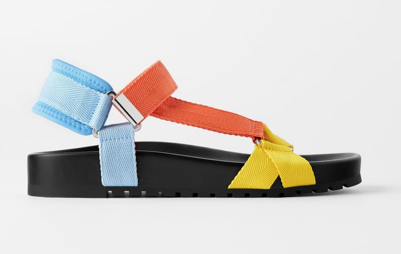 Zara Multicolored Flat Slide Sandals