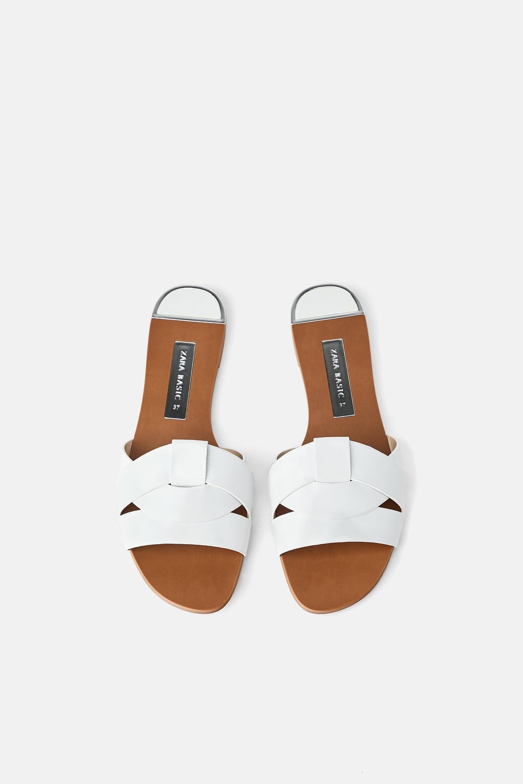 zara white slippers