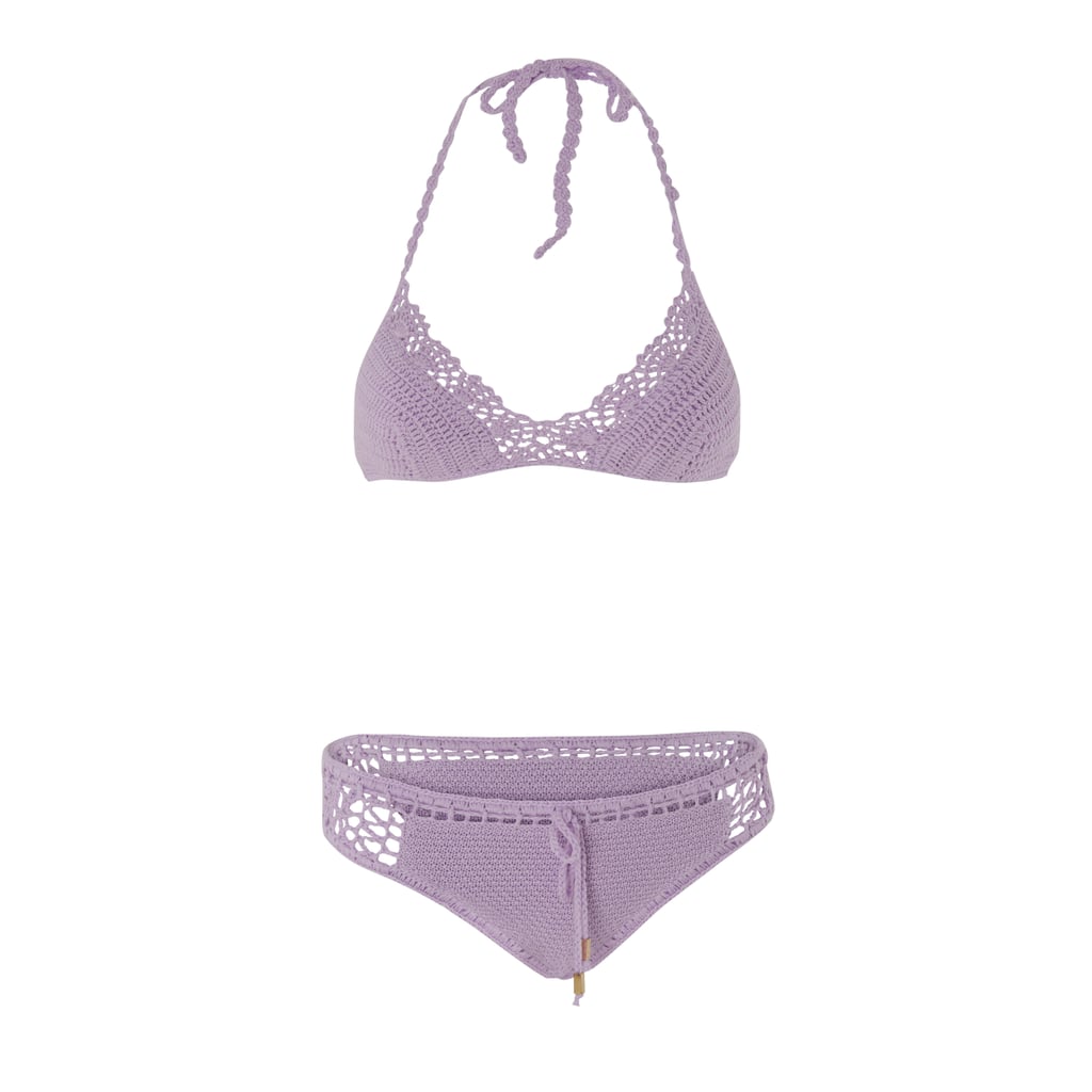 "You can never have too many swimsuits, and what says Summer more than a crocheted bikini? I'm already envisioning myself hanging out by the pool in this lavender Ivy bikini by Maiyo ($90)." — NR