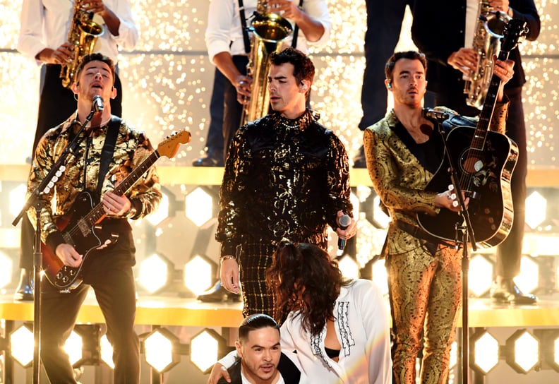 Nick, Joe, and Kevin Jonas at the 2020 Grammys