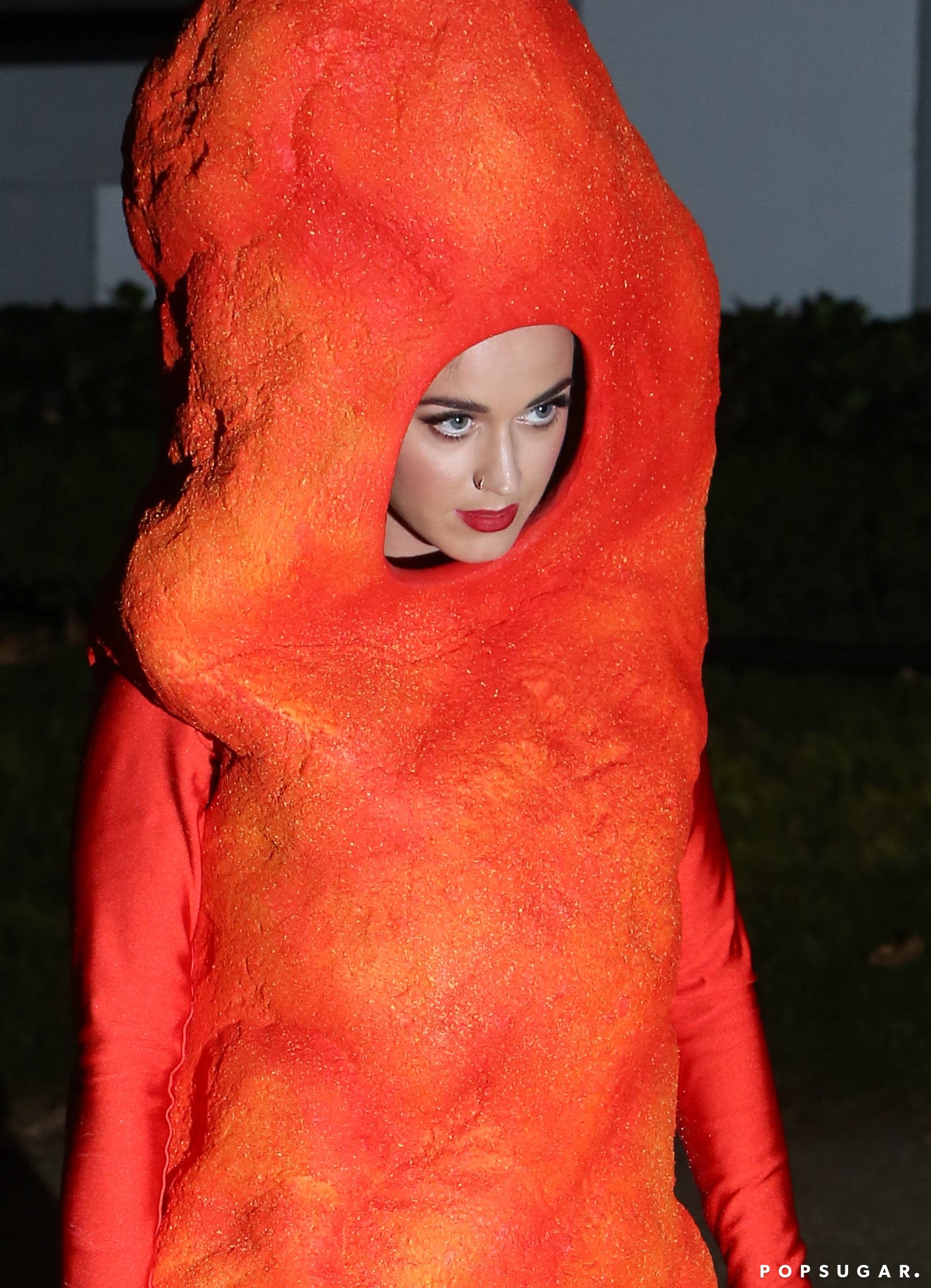 Katy Perry S Giant Cheetos Costume For Halloween 2014 Popsugar Celebrity