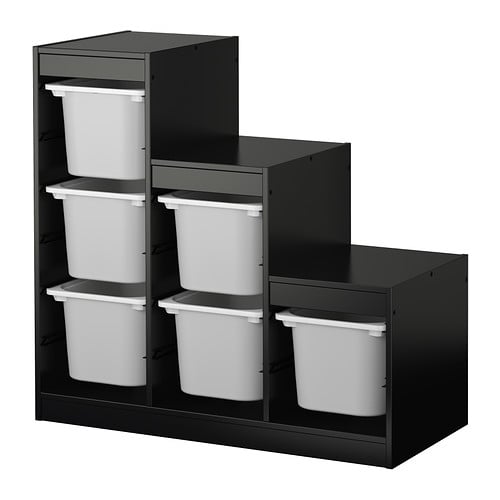 Trofast Storage Combo in Black With White Boxes