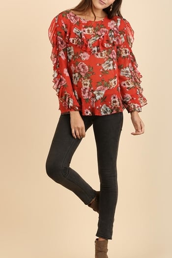 Shoptiques Ruffle Floral Blouse