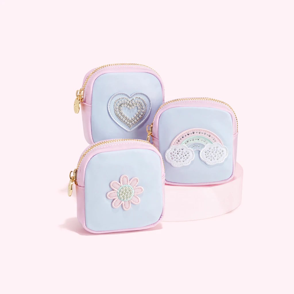For Small Accessories: Pastel Nylon Mini Pouch With Crystal
