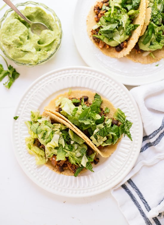 Quinoa Black Bean Tacos With a Creamy Avocado Sauce