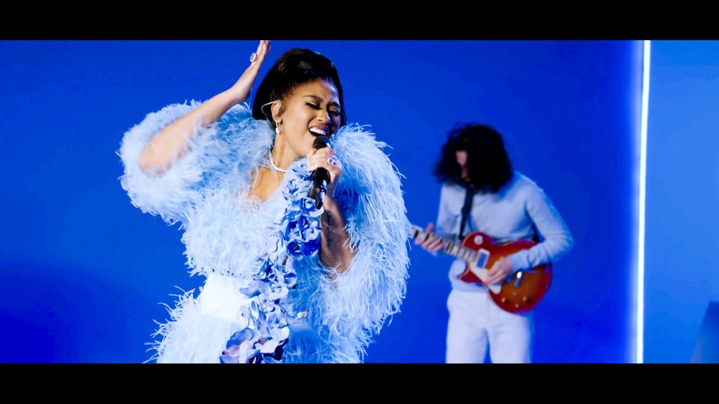 Jazmine Sullivan's Blue Feather Dress at the NAACP Awards