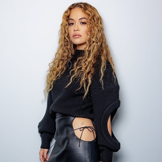 Rita Ora Wears a Black Cutout Leather Skirt and Sweater