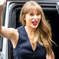 Taylor Swift Goes Business Casual in a Pinstripe Suit and Red Pumps