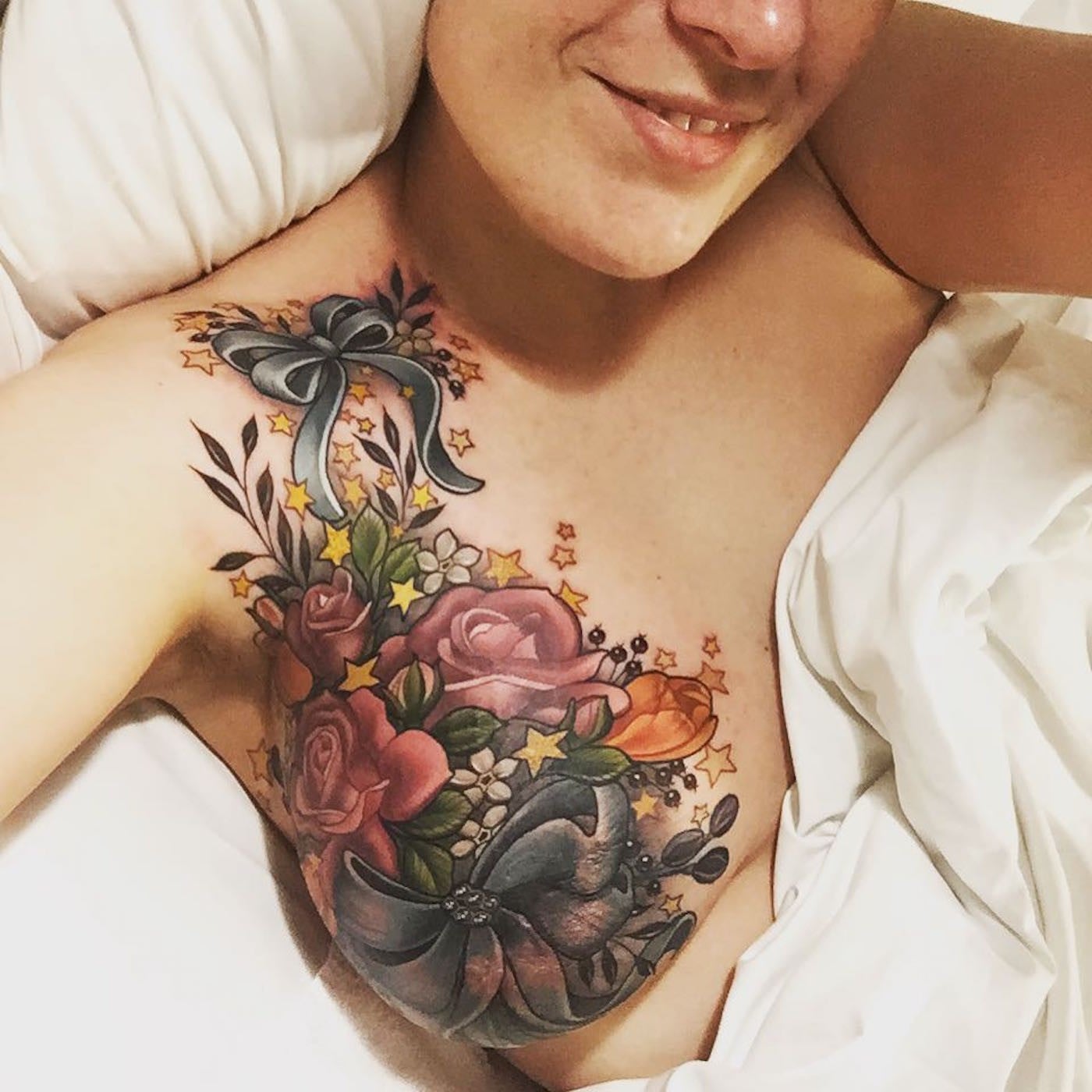 flower chest tattoos