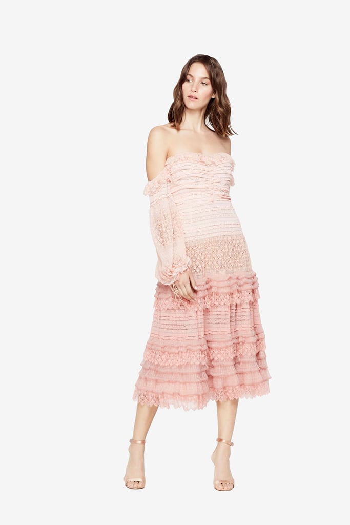 Jonathan Simkhai Mixed Knit Lace Off the Shoulder Midi Dress | What