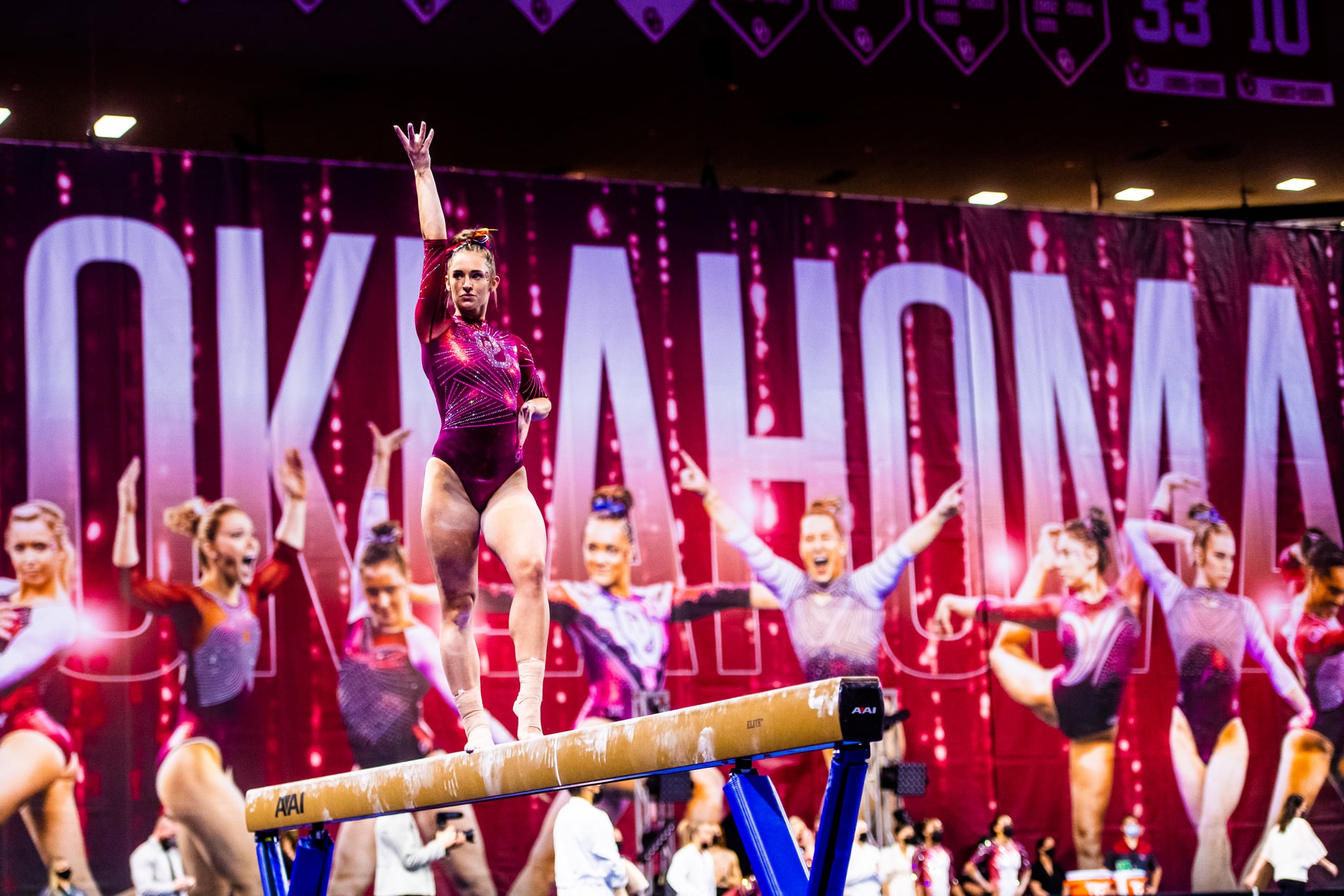 Carly Woodard on Beam for the University of Oklahoma