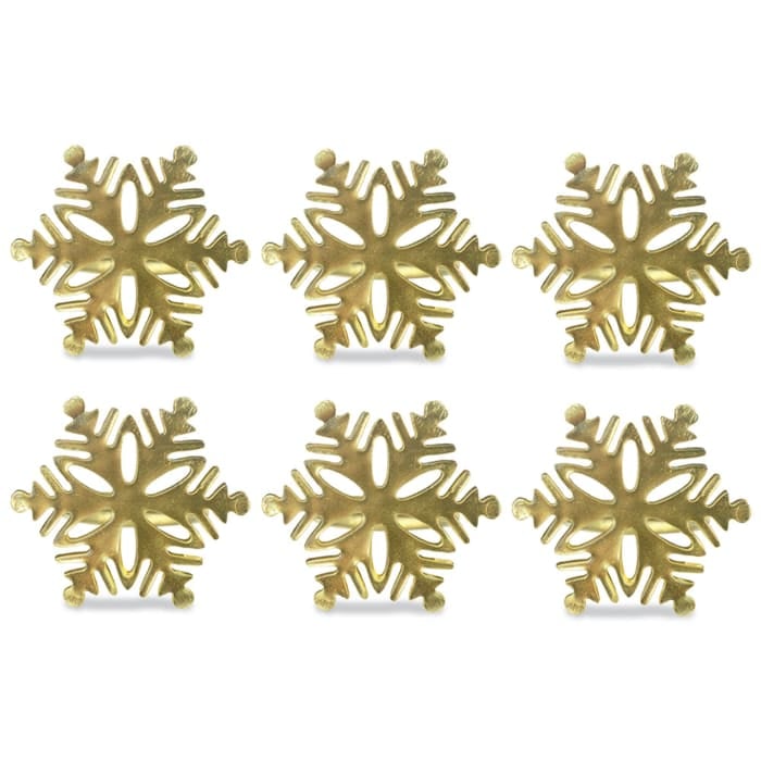 Gold Snowflake Napkin Ring Set