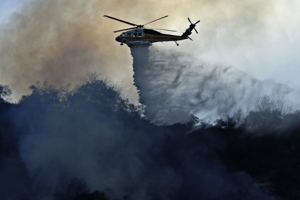 Firefighters worked to control the wildfire.