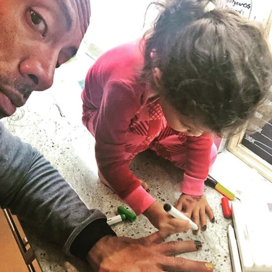 Dwayne Johnson's Daughter Paints His Nails November 2018