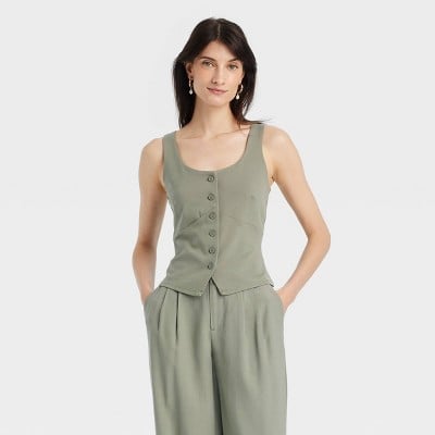 A New Day Button-Front Tank Vest
