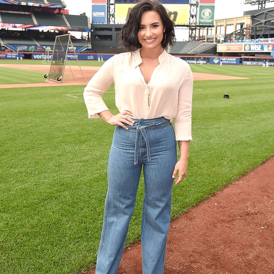 Demi Lovato Wearing Flared Jeans at Citi Field July 2016