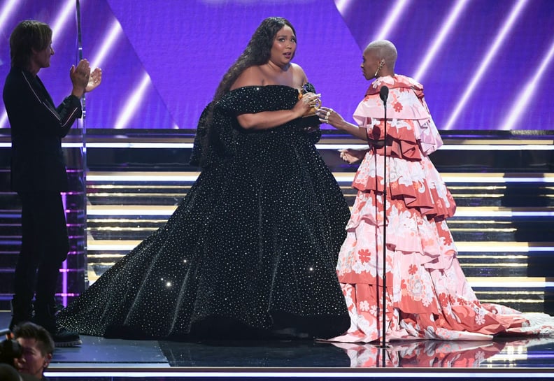 Lizzo Accepting Her Grammy in a Christian Siriano Dress